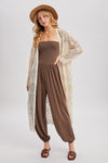 Boho Long Line Side Slit Crochet Cardigan