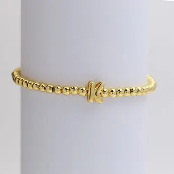 Initial Monogram Bubble Stretch Bead Bracelet