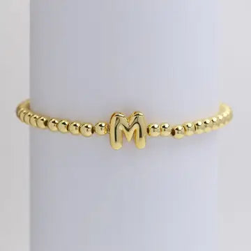 Initial Monogram Bubble Stretch Bead Bracelet