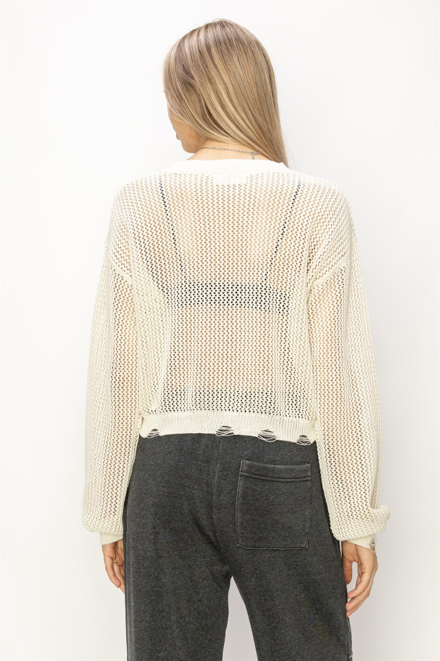 back view of junie sweater in ivory 
