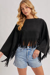 Western Bohemian Suede Fringe Cape