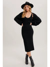 V-Neck Knit Midi Dress and Knit Shrug Set