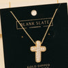 Gold Dipped Cz Pave Bubble Cross Pendant Necklace