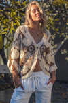 Oversized Paisley Crochet Knit Cardigan