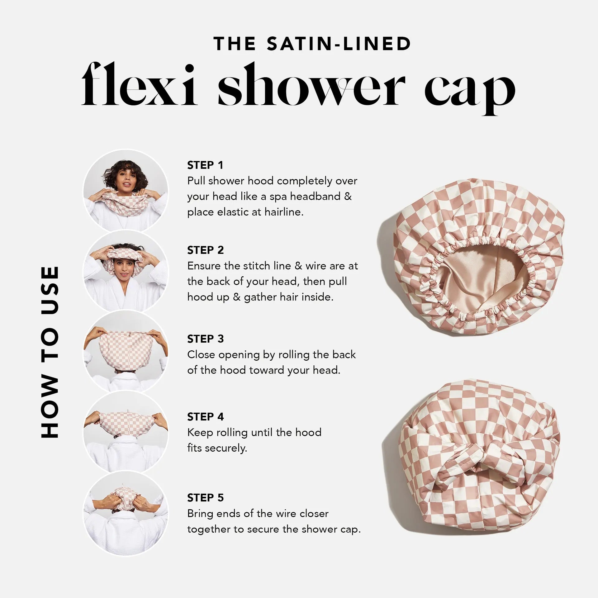 step by step guide on how to use flexi shower cap 