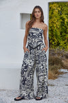 Woven Rayon Nylon Tribal Print Wide Leg Pants