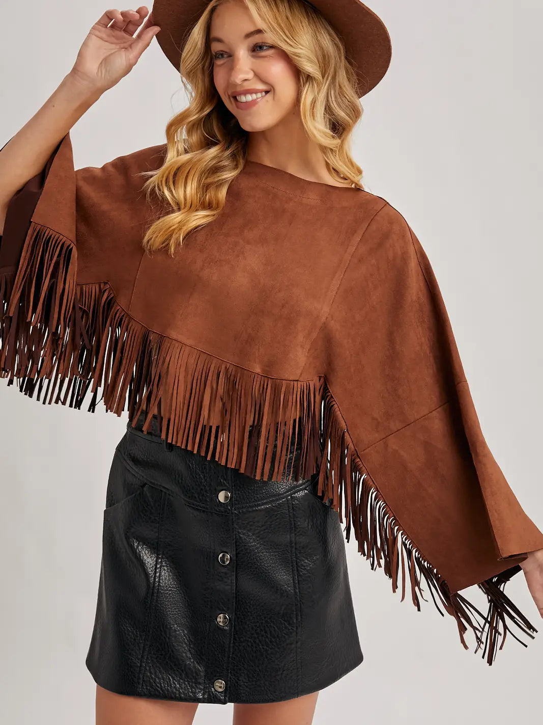 Western Bohemian Suede Fringe Cape