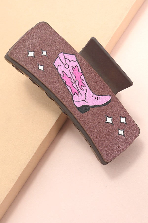 Jumbo Faux Leather Western Cowgirl Hair Claw