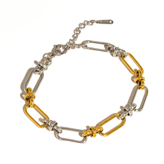 Matin 18K Gold Non-Tarnish Two Tone Chain Bracelet