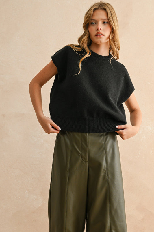 Loose Fit Short Sleeve Sweater Top