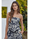 Woven Tribal Print Back Smoked Tube Top
