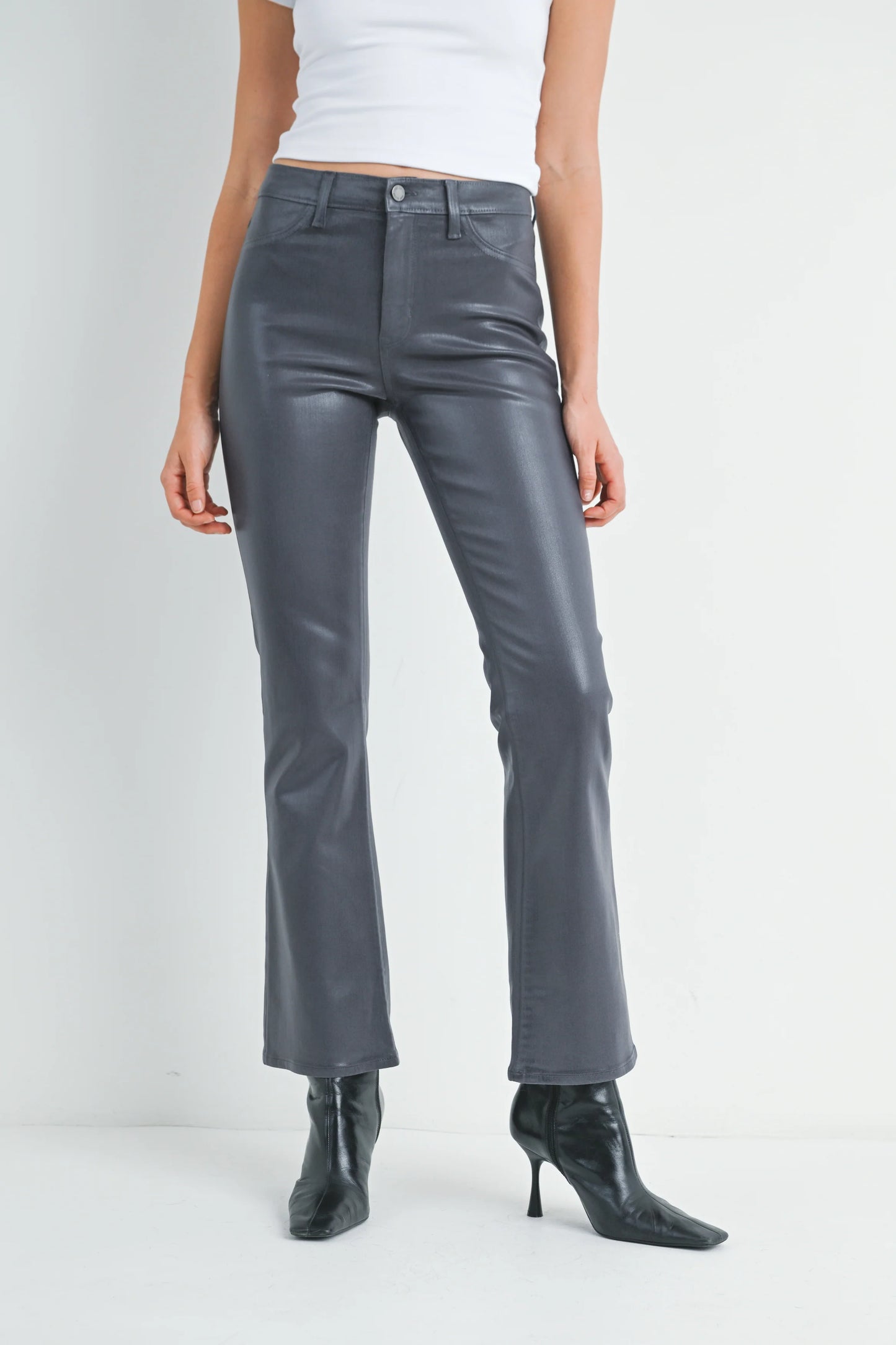 The Posie Coated Slim Bootcut Denim Jeans
