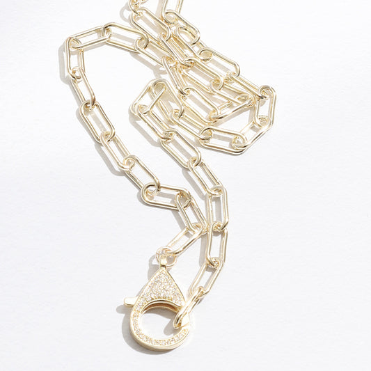 Cz Lobster Closure Paperclip Shape Necklace