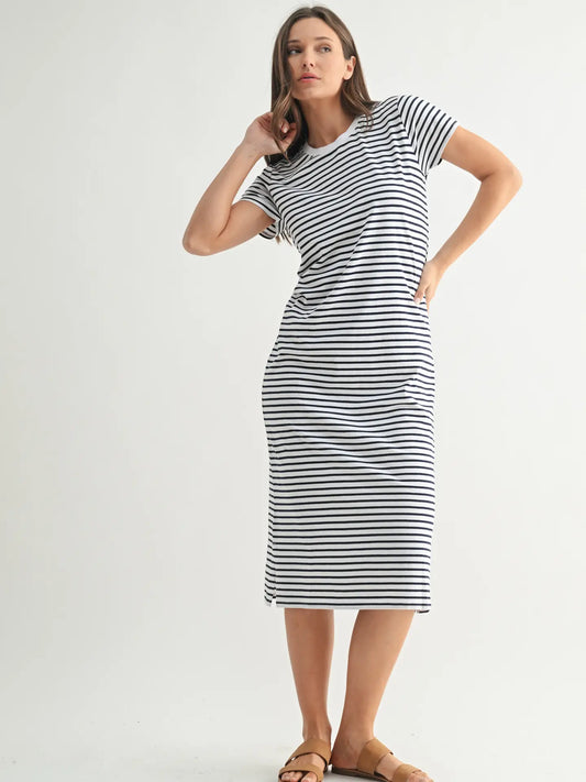 Coastal Cotton Striped Tee Dress