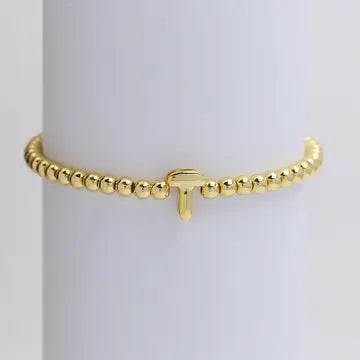 Initial Monogram Bubble Stretch Bead Bracelet