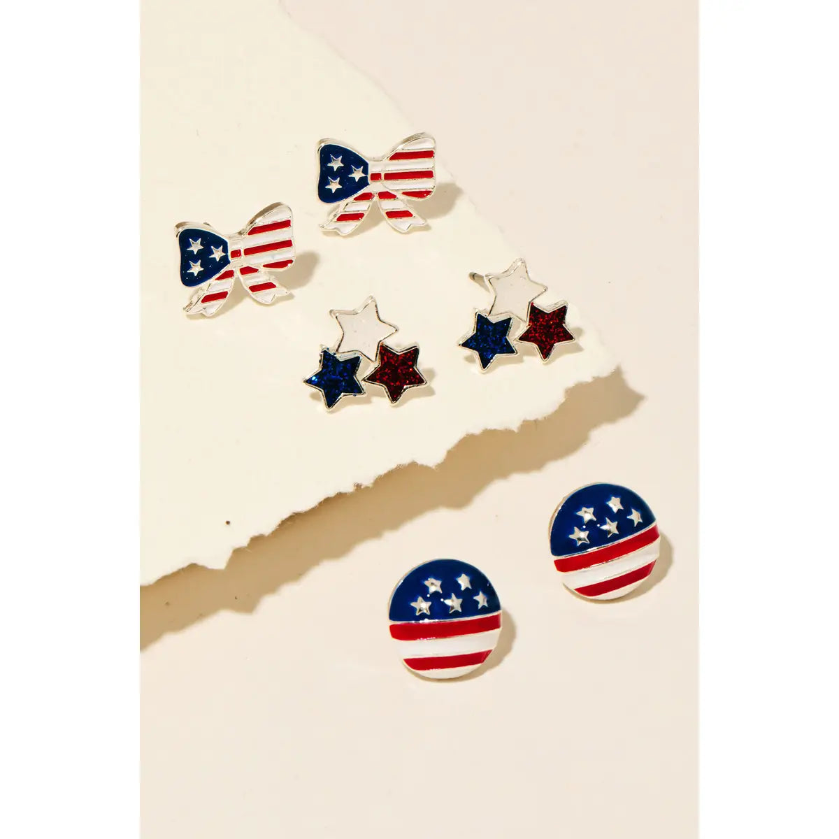 Assorted American Themed Stud Earrings Set