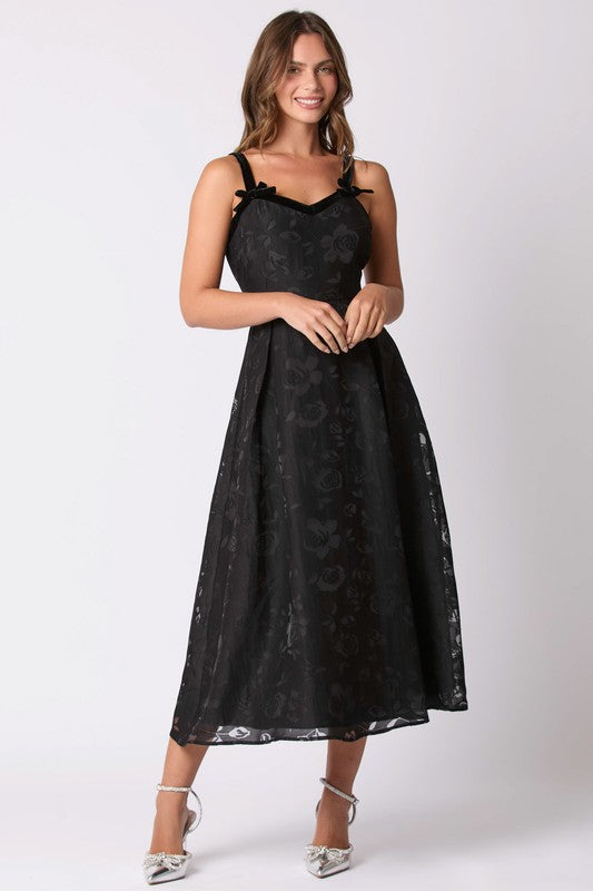 Floral Jacquard Organza Dress