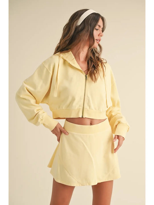 Mineral Wash Oversized Crop Hoodie