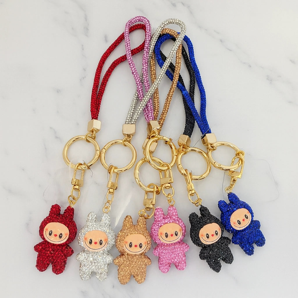 Sparkling Labubu Rhinestone Phone Strap Keychain Bag Charm