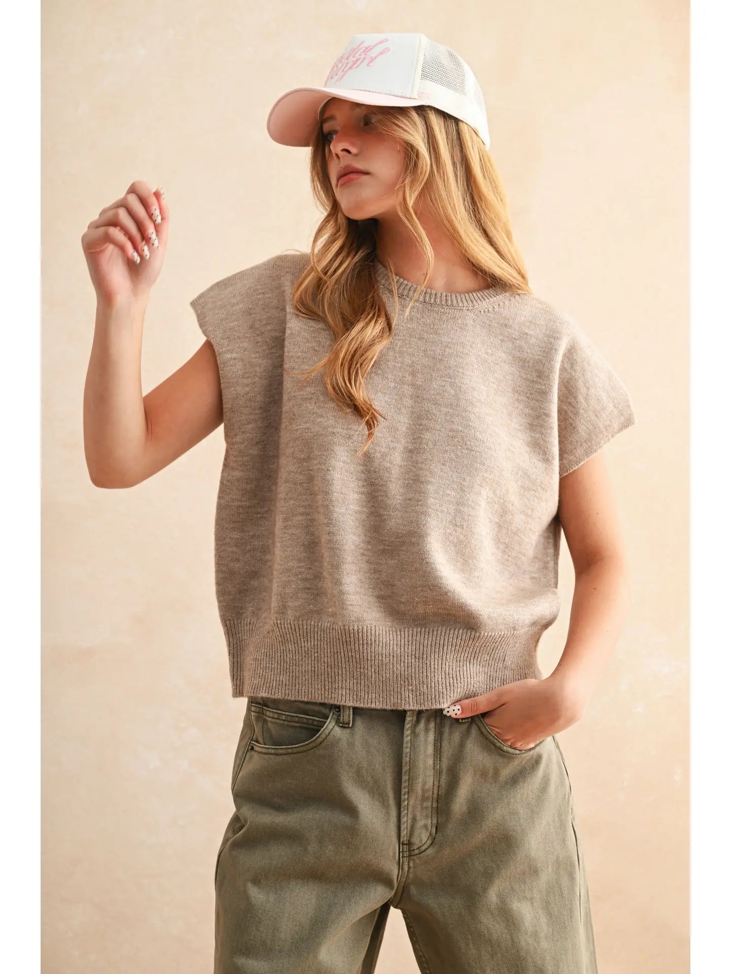 Loose Fit Short Sleeve Sweater Top