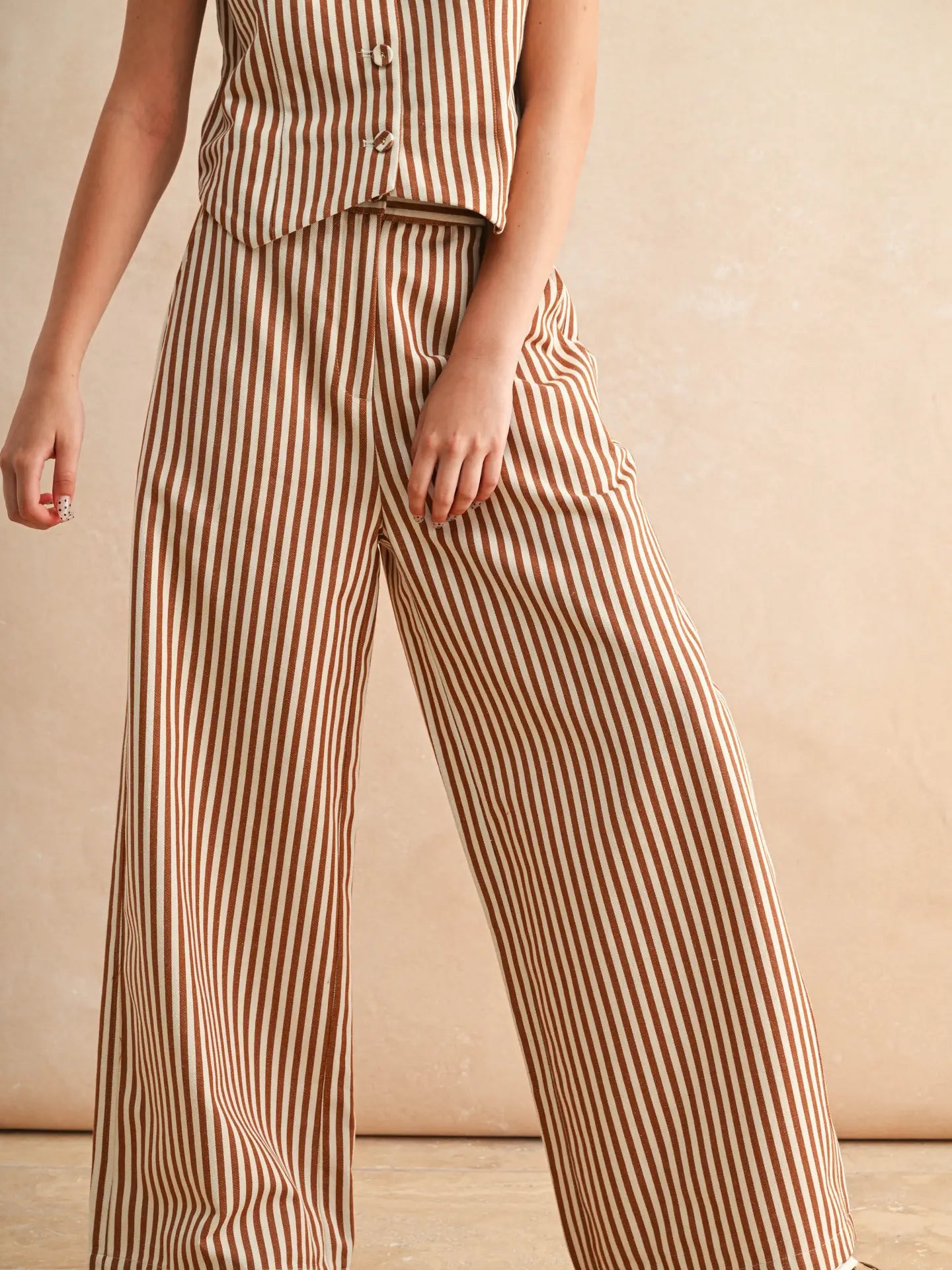 Striped Pattern Wide Leg Pants