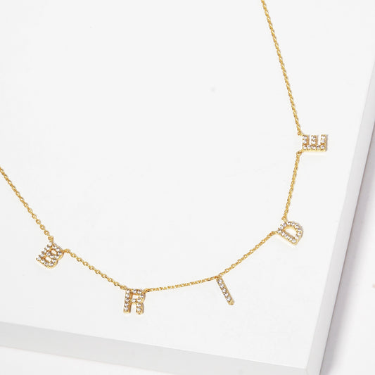 Cz Gold-Dipped Bride Letters Necklace