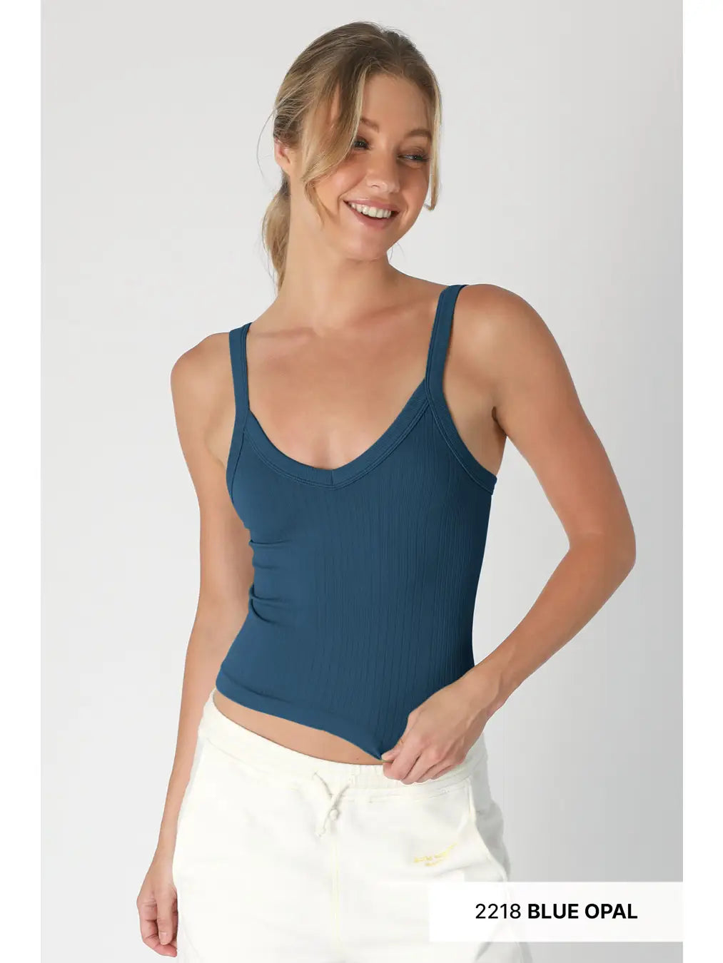 Deep V Neck Ribbed Top