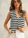 Light Weight Hook and Eye Closure Striped Vest