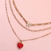 Multi Layer Butterfly Heart Charm Drop Necklace