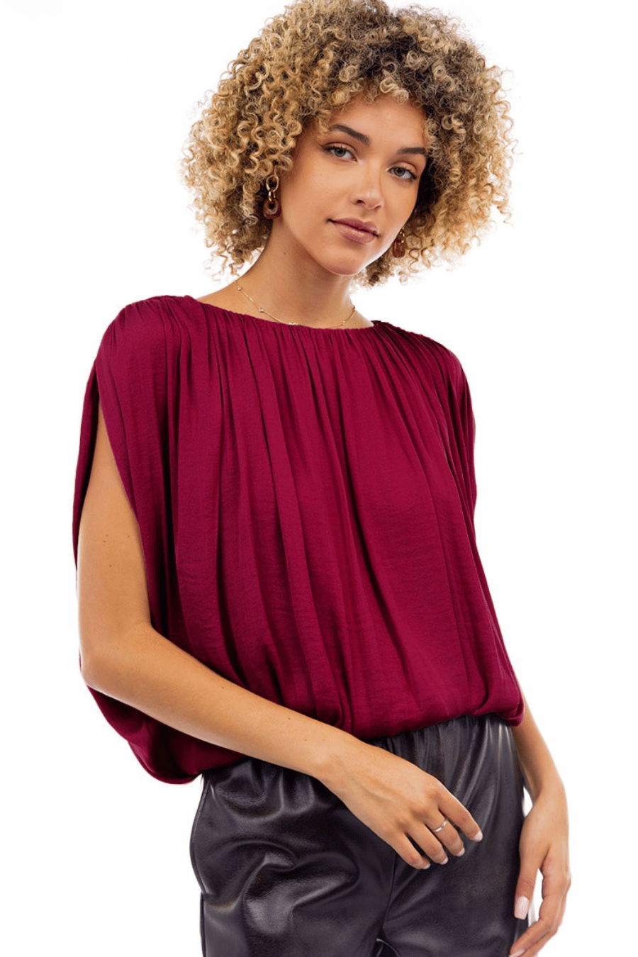 Grecian Drape Bubble Blouse