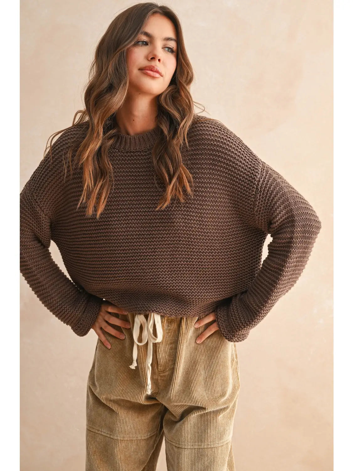 Round Neck Sweater Knitted Top