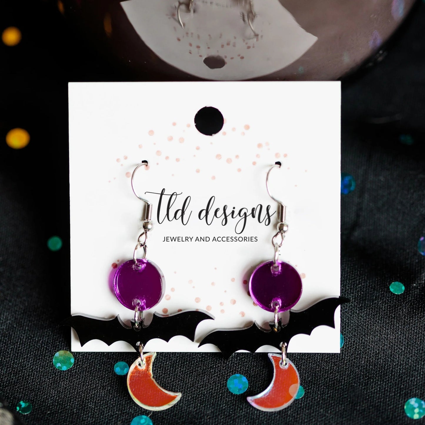 Bats and Moon Earrings