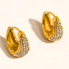 Aurven 18K Gold Non-Tarnish Crystal Teardrop Hoop Earrings