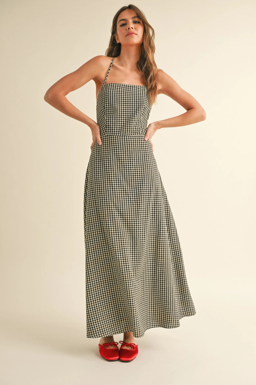 Gingham Pattern Maxi Dress