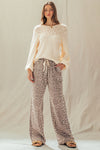 Leopard Print Wide Leg Cotton Pants