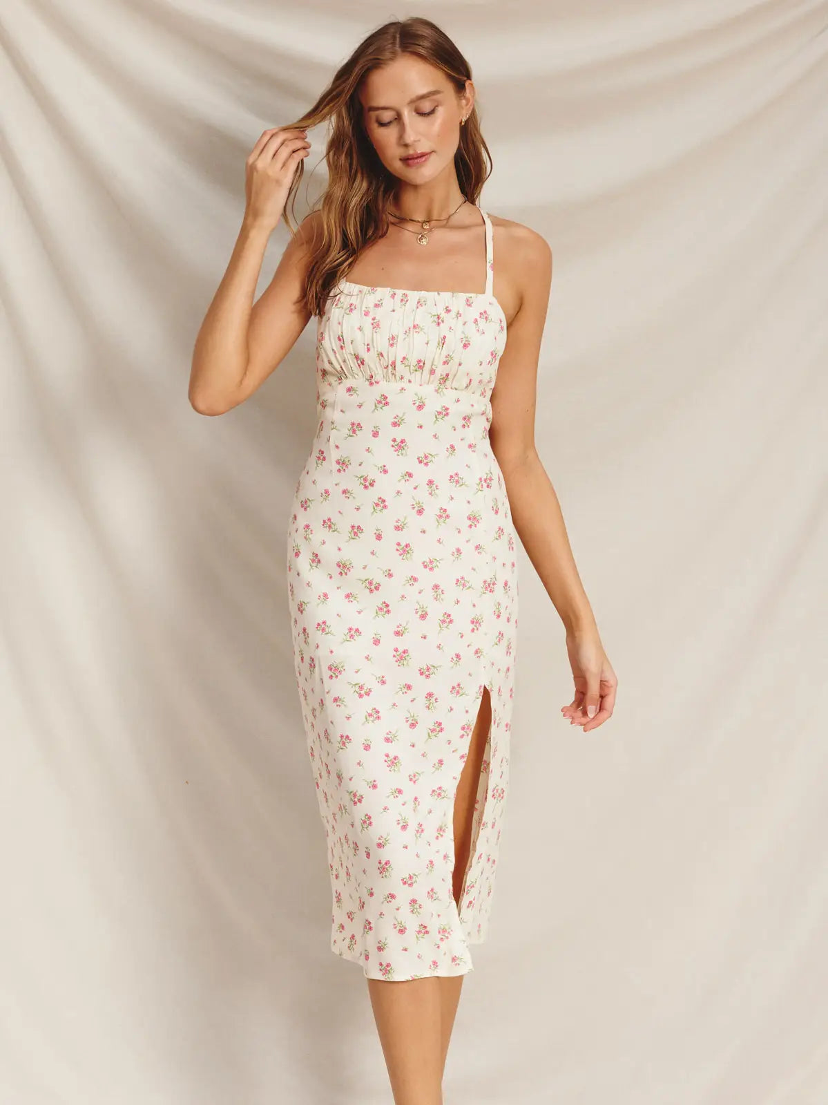 Pretty Little Rose Tie Back Midi Dress