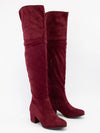 Burgundy Faux Suede Thigh High Boots
