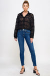 Romantic Sheer Button Front Blouse
