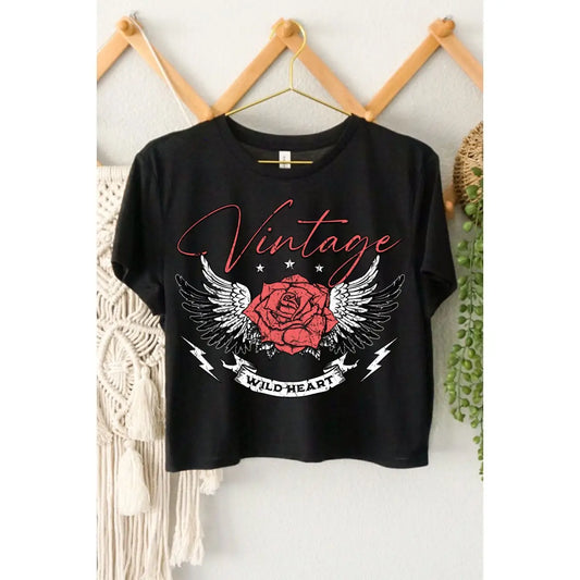 Vintage Wild Heart Graphic Crop Top