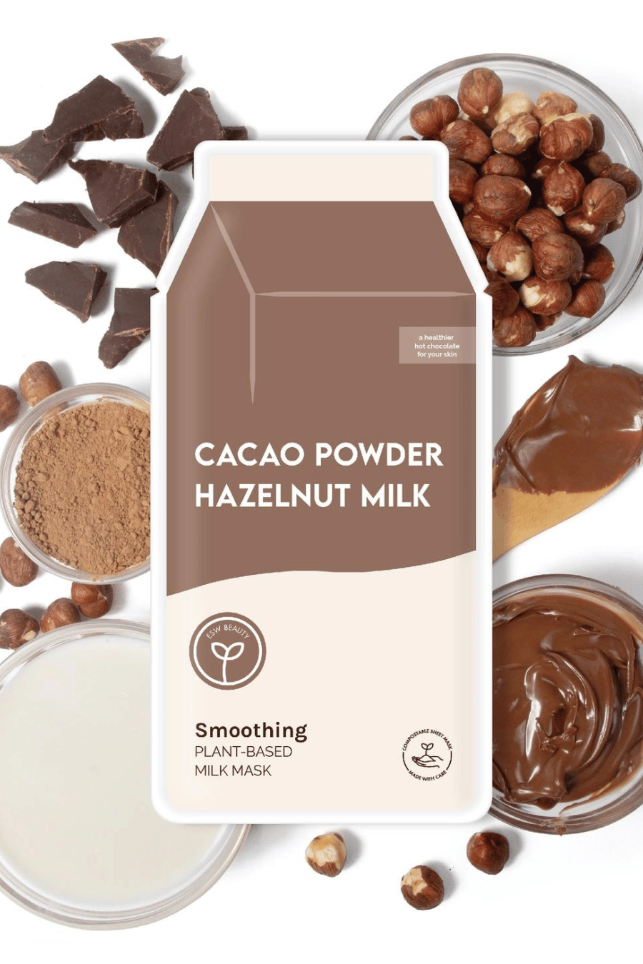 ESW Beauty Cacao Powder Hazelnut Milk Smoothing Plant-Based Milk Mask