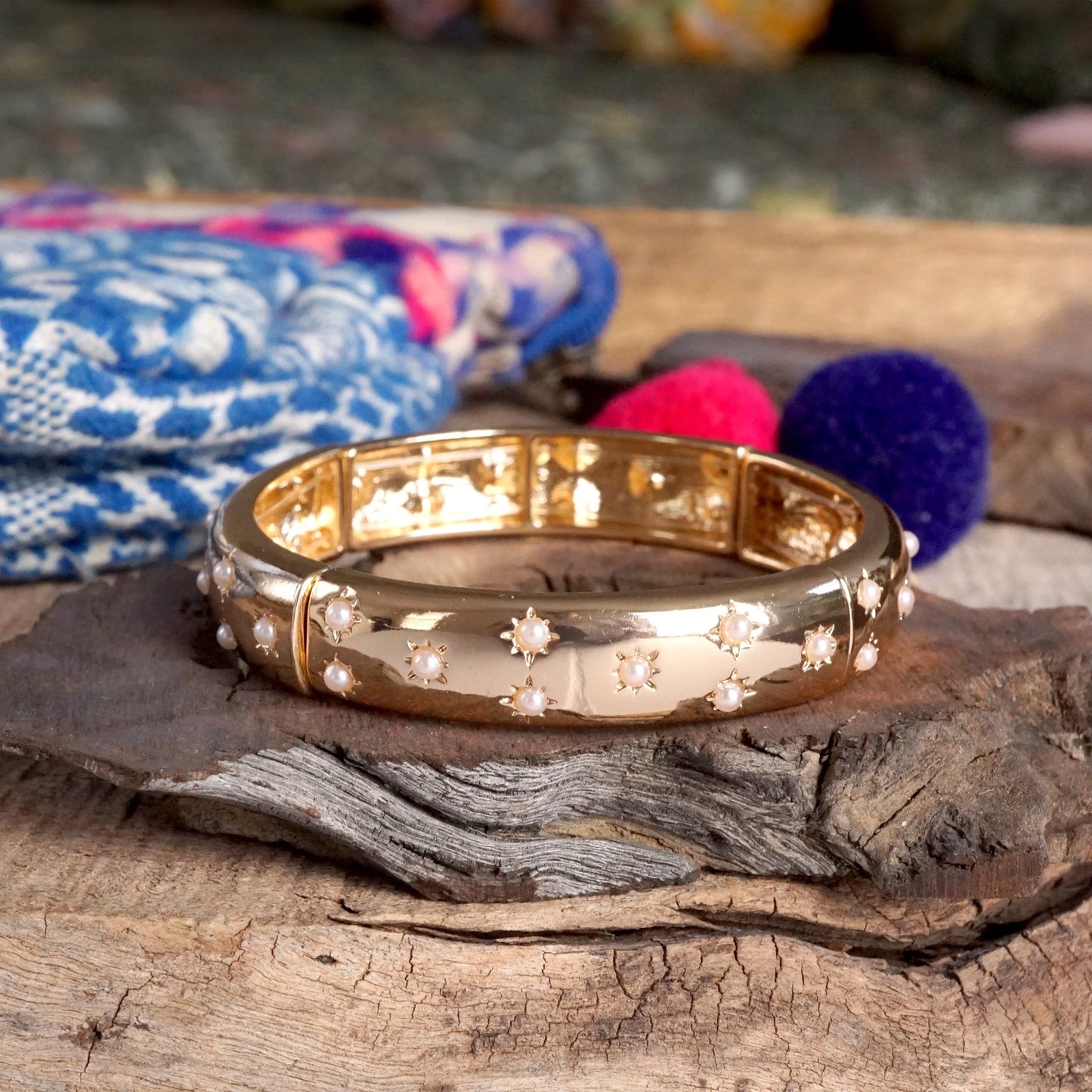 Gold-Tone Eternity Stretch Bangle