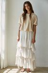 Woven Polyester Chiffon Tiered Midi Skirt