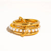 Danton 18K Gold Non-Tarnish Multi Stack Pearl Band Ring