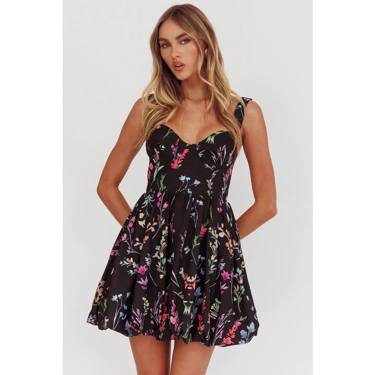Bubble Bottom Floral Mini Dress