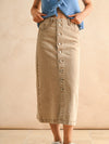 Button Front Washed Skirt