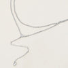 Dropped Round Stone Double Layered Y Necklace