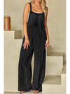 Light Wash Frayed Exposed Seam Wide Leg Denim Overall