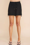 High Waist Shorts with Cargo Buckle Pockets