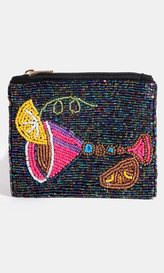 Seed Beaded Martini Coin Purse