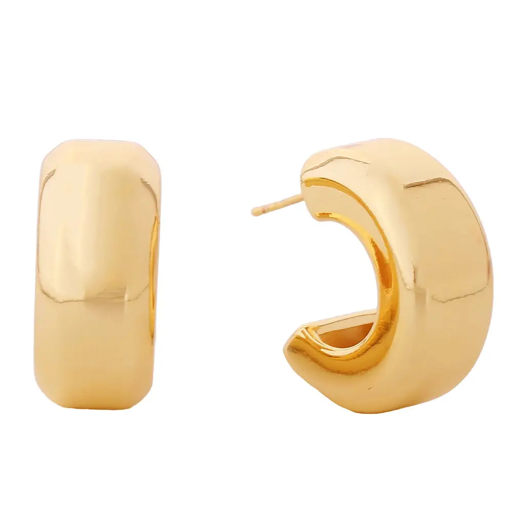 14K Dipped Chunky Half Hoop Post Earrings